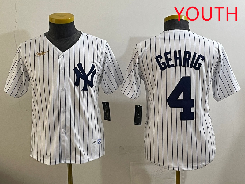 Youth New York Yankees #4 Gehrig White 2025 Nike MLB jersey style 2